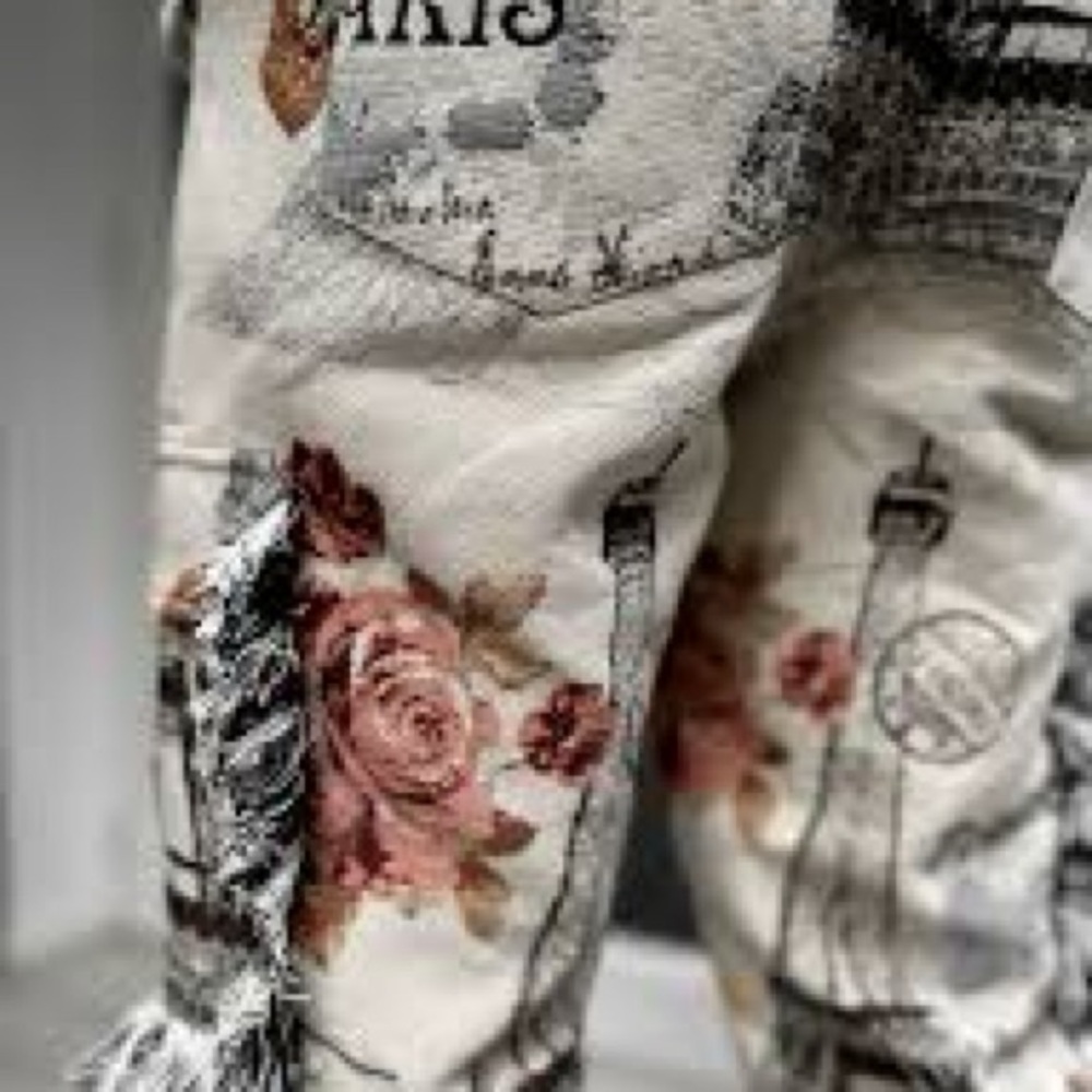 Artistic Patchwork Fringe Pants - image 5